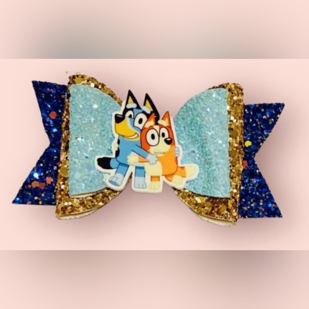 4 inch bluey and bingo characters hair bow